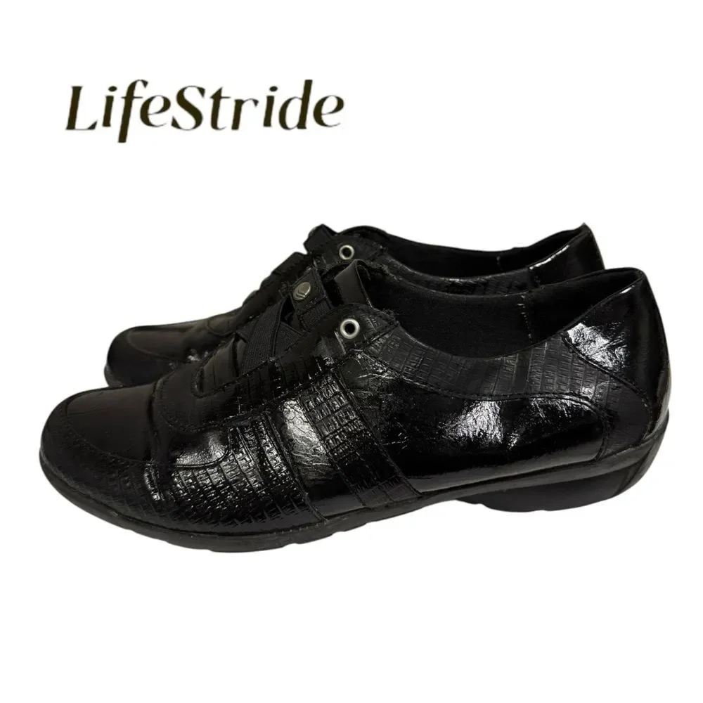 LifeStride Life Stride Soft System Women's Black Slip-on No Tie Sneakers 8.5